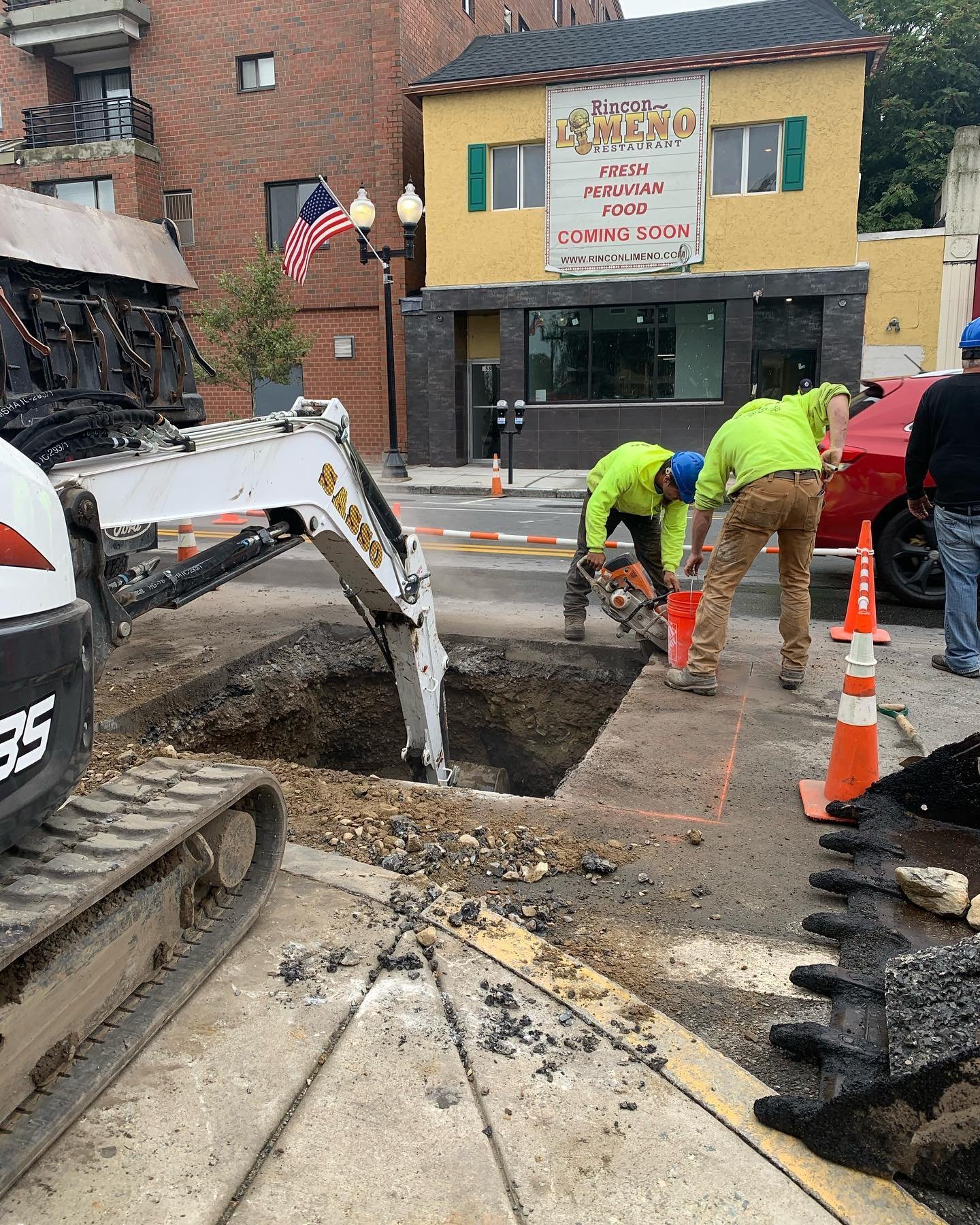 Utility trenching and sidewalk work