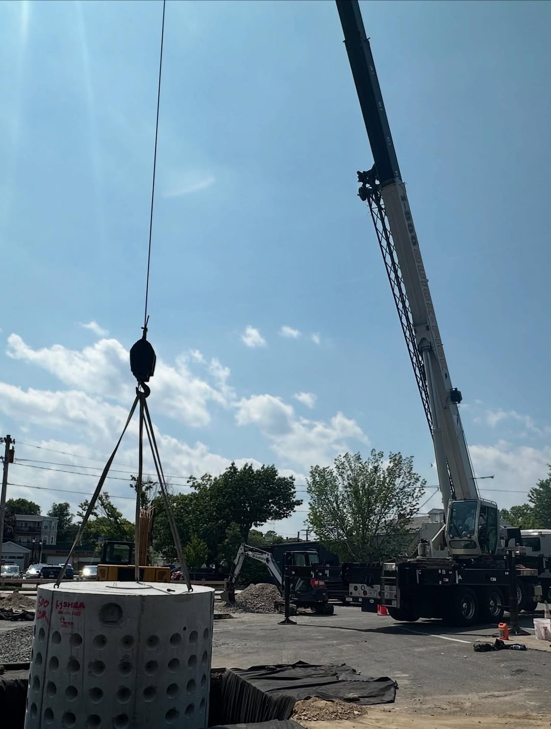 Crane lifting construction infrastructure materials